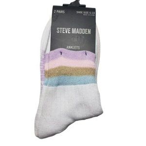 Steve Madden 2 Pair of Pink & White Anklet Socks